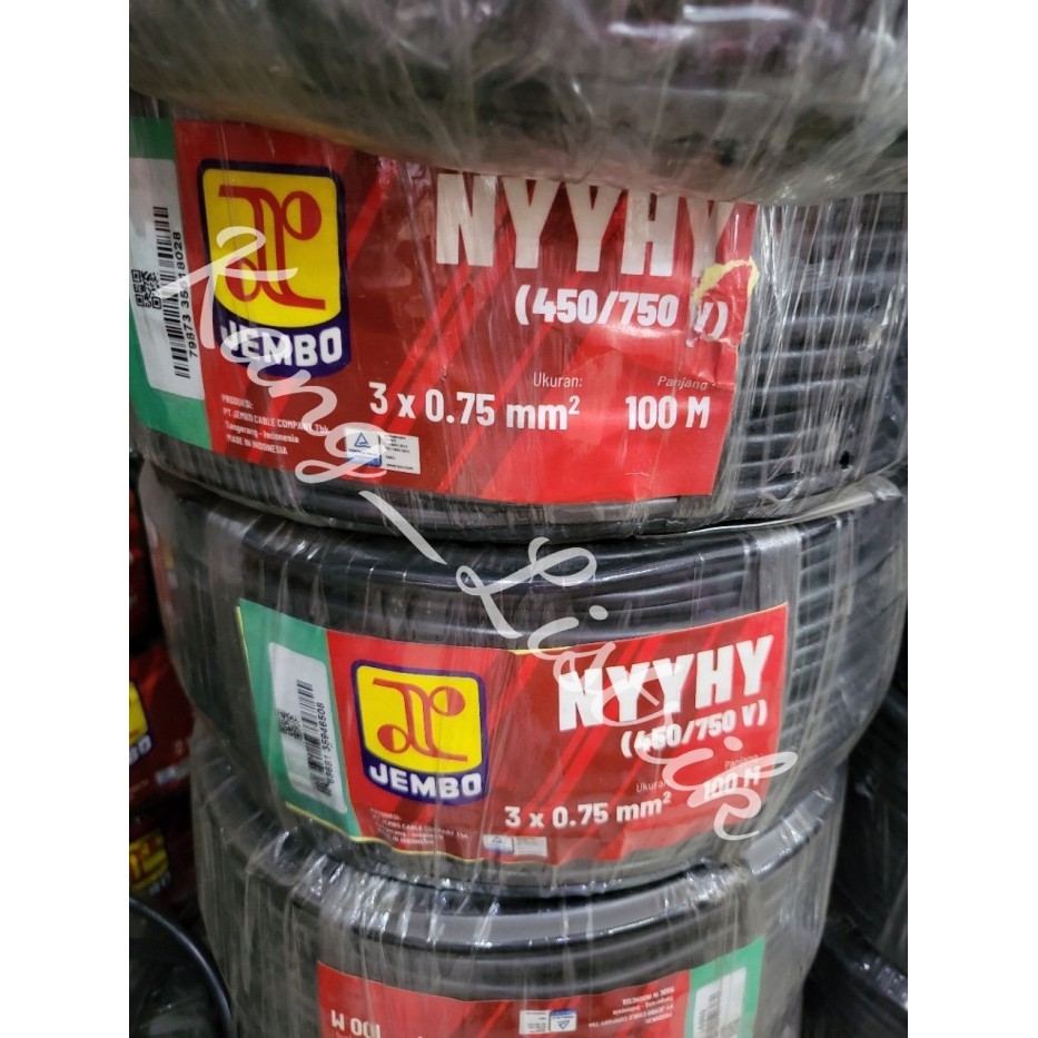 Kabel NYYHY Jembo 3x0.75 PerRoll / Kabel Serabut 3x0.75