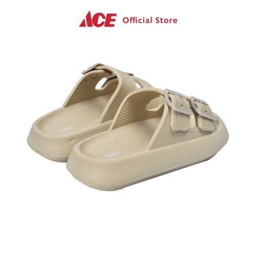 Ace - Ataru Ukuran 37 Sandal Slides Thick Double Buckle - Krem Beige