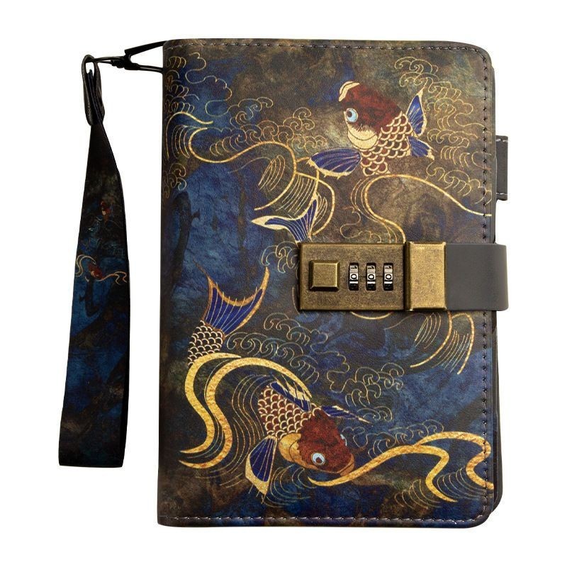 

Kajie Password-Protected Noteboy Ancient Style Diary Book with Lock Portable Portable Notebook Men's Artistic Thickened Creative Vintage Book