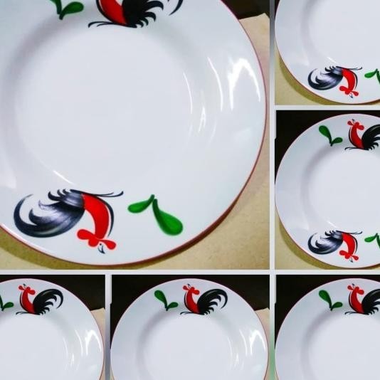 1 Set Isi 6 Pcs Piring Ayam Jago/Piring Kerak/Piring Makan/Piring