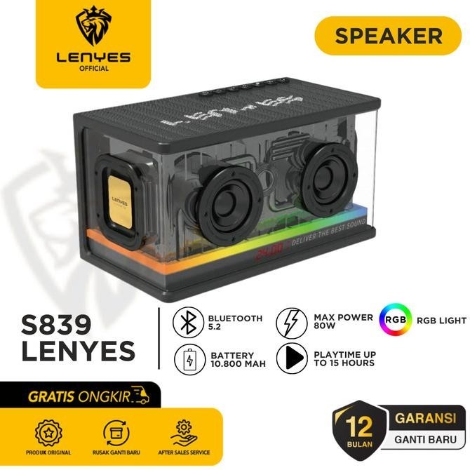 Lenyes S839 Speaker Bluetooth Transparan Rgb Light Tws Portable