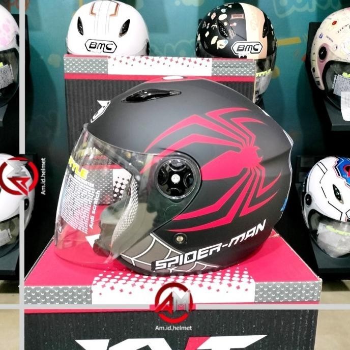 Promo  Helm Bmc Milan Spiderman #2 Black Doff Half Face Packing Indikaastore