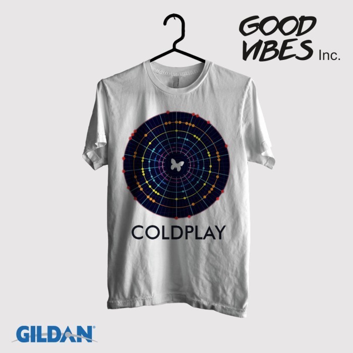 Kaos Band Coldplay Original Gildan - Butterfly White