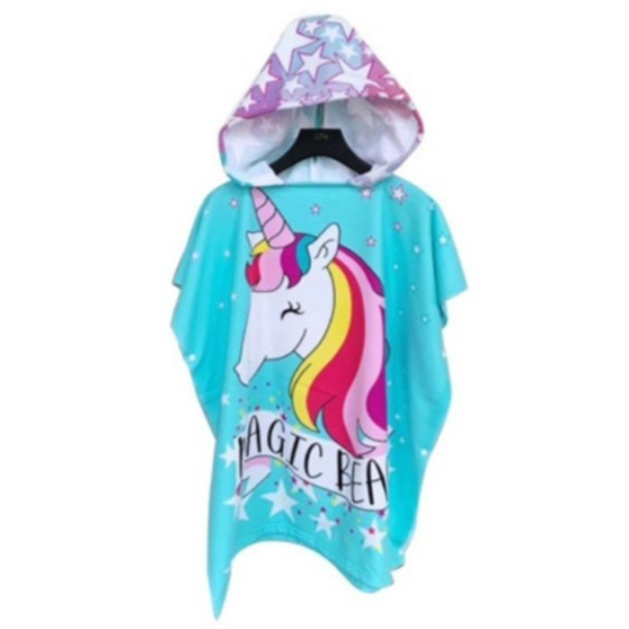 Handuk Renang Crofiber Anak Perempuan Handuk Ponco+Tas Unicorn