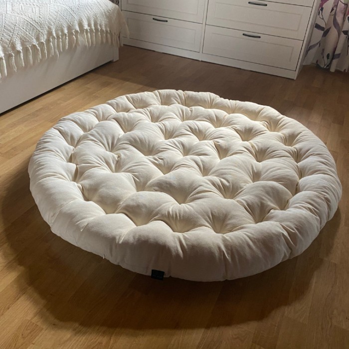 Bantal Alas Duduk Lantai Ku Bulat Besar 70Cm - Cream