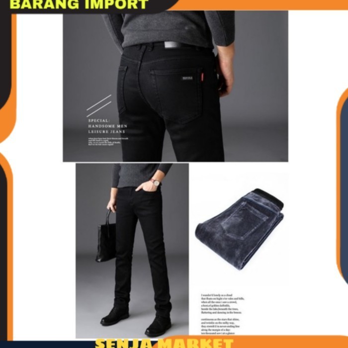 Celana Jeans Winter Longjohn Musim Dingin Salju Tebal Import Pria