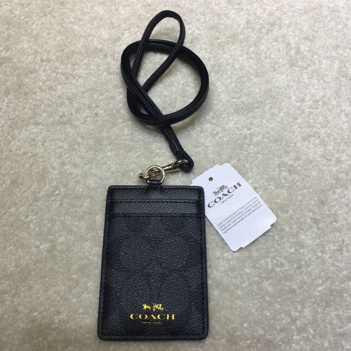 Coach Lanyard Pemegang Kartu Id/Name Tag Diy Lanyard Black 65573