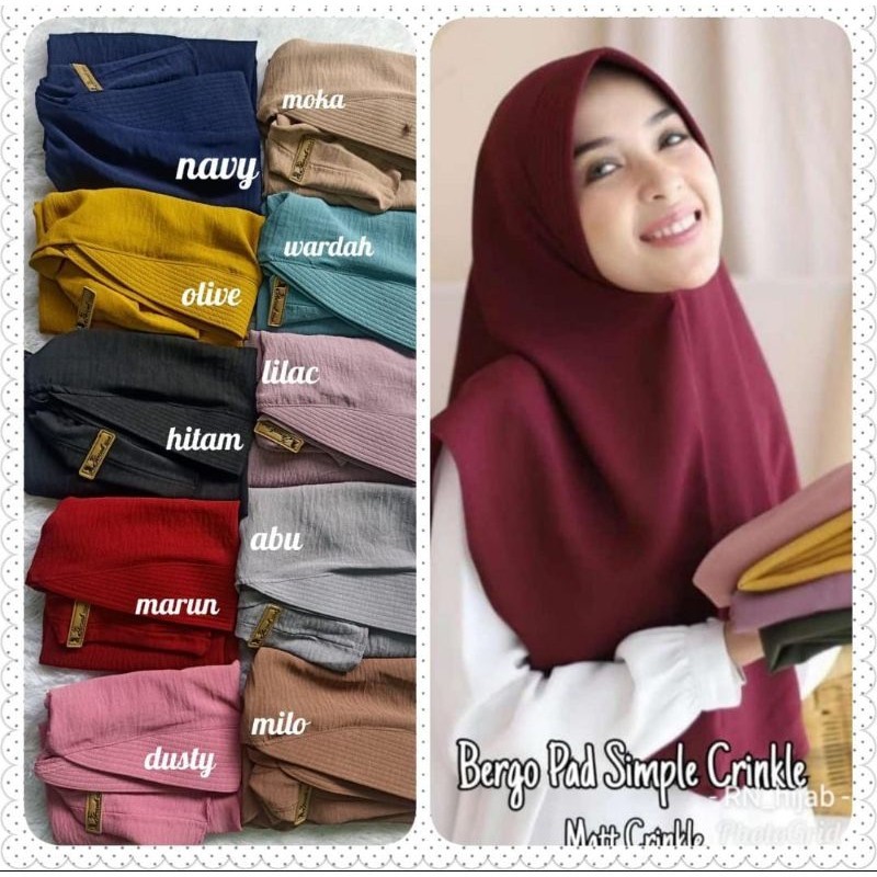 HIJAB PET CRINKLE SIZE M /JILBAB CRINKLE PREMIUM INSTAN