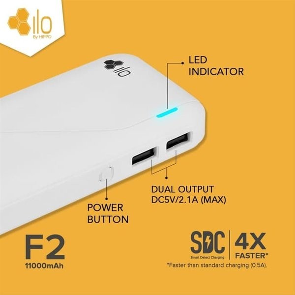 Hippo Power Bank Ilo F2 11000Mah Simple Pack Powerbank 11000 Mah Original Ori Hipo