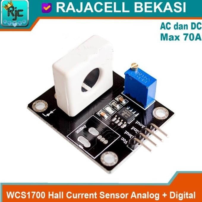WCS1700 Sensor Arus AC DC Hall Current Max 70A Analog & Digital Output