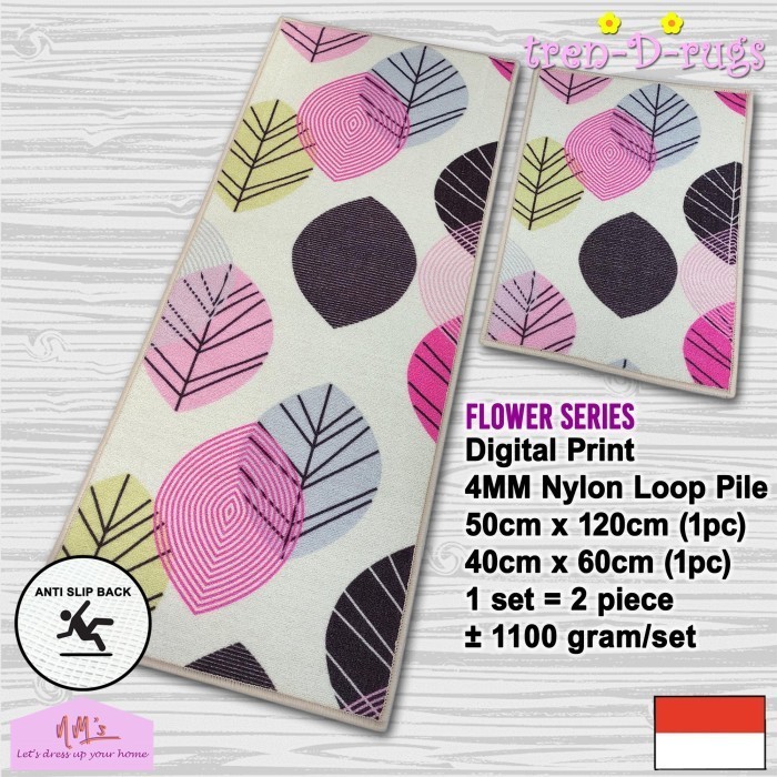 Karpet Keset Kaki Bunga Lantai Dapur Set Panjang Kitchen Mat Anti Slip