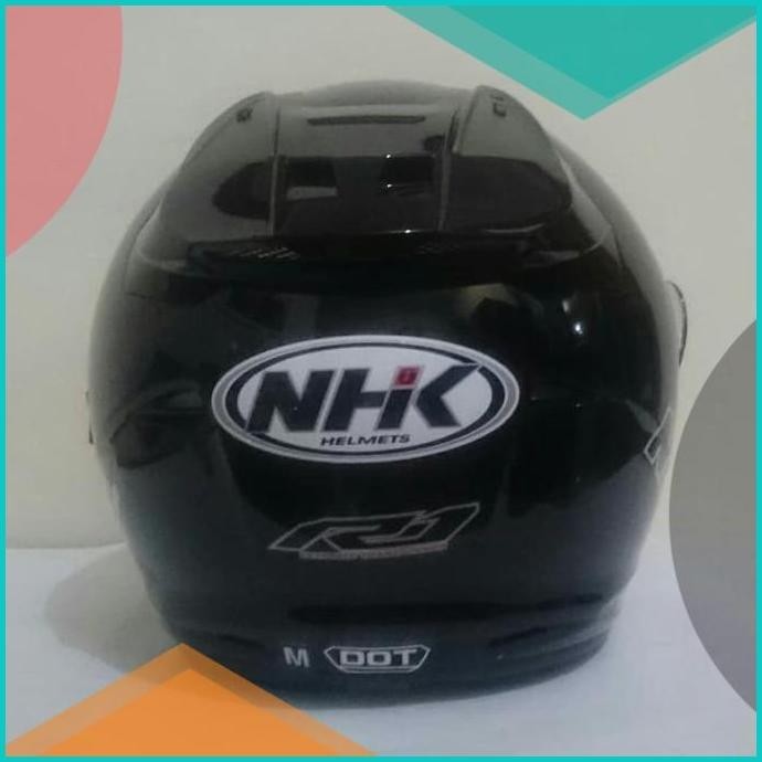 HELM NHK R1 SOLID DOUBLE VISOR BLACK METALI DAN BLACK DOFF 19F3B2024 s