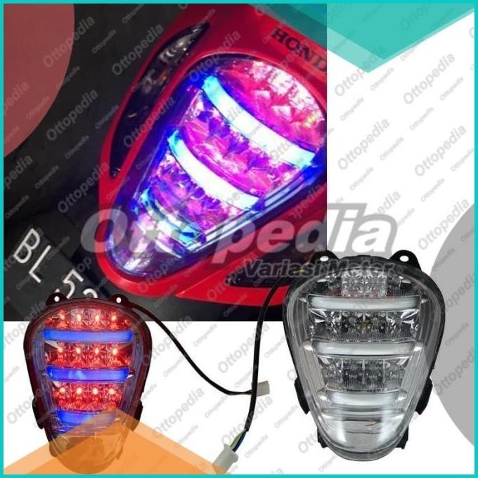 JPA Lampu Stop - Stop Lam - Led Rem Belakang - Scoopy FI - Merah Biru