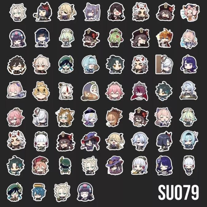 

60 Pcs Sticker Genshin Impact Anime Jepang Game Stiker Cute Waterproof