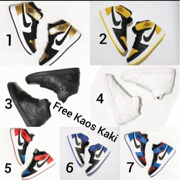 NIKE JORDAN HIGH SIZE 39 - 43 SEPATU OLAHRAGA PRIA MERAH BIRU PUTIH GOLD