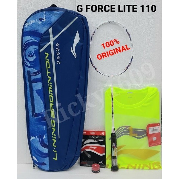 RAKET BADMINTON LINING G-FORCE LITE 100 - 110 - 120 - 150 - PAKET - TAS 2R - SENAR AP6 - GRIP GP20 -