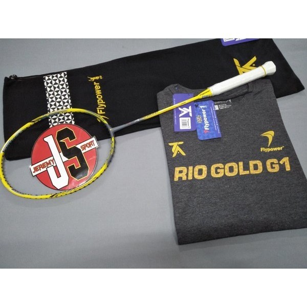 Raket Badminton Flypower Rio Gold G1 Original Bonus Tas Cover dan Kaos