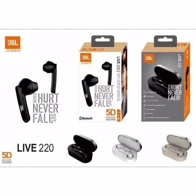 Headset Bluetooth Jbl Live 220 Tws Sports Earphone Full Bass Original Menjanjikanshop