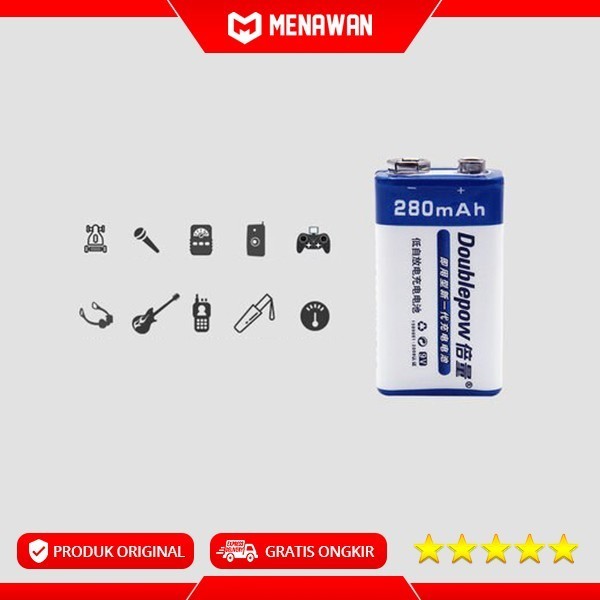 Doublepow 9V Battery Charger Baterai Kotak 9V Isi Ulang Rechargeable