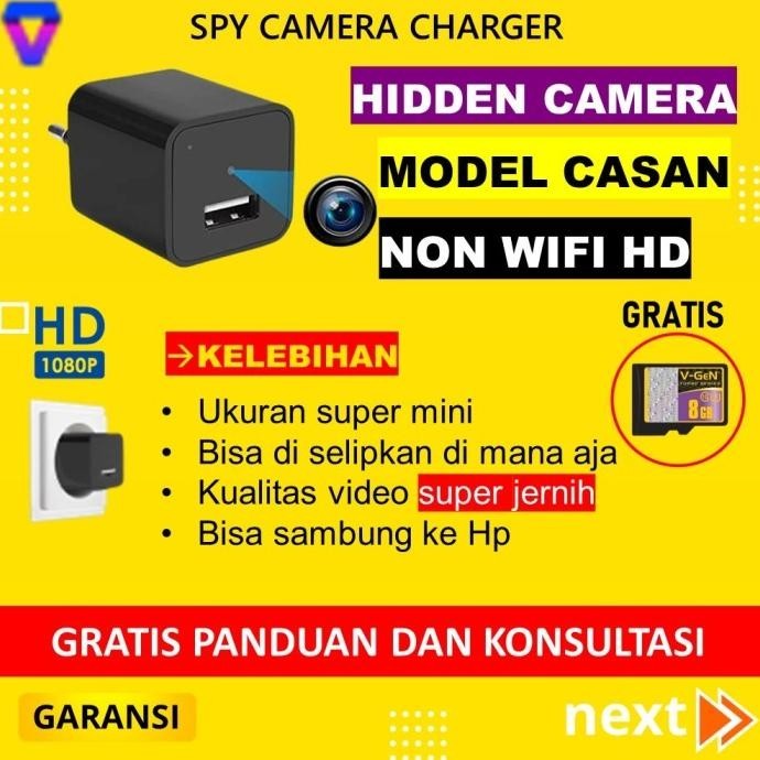 CCTV Bentuk Charger 1080p Kamera Pengintai Mini Tersembunyi Hidden Cam