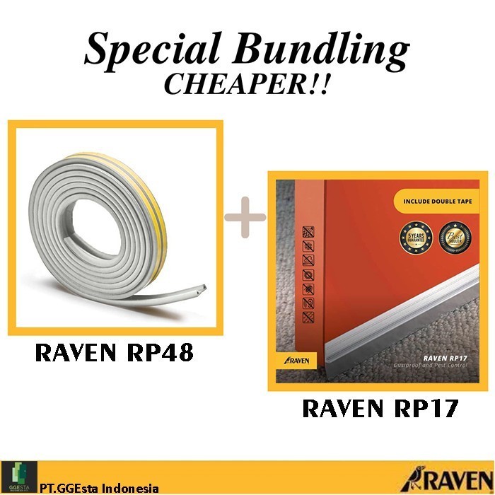 RAVEN DOOR SEAL RP17 + RP48 WHITE PAKET BUNDLING PENUTUP CELAH PINTU