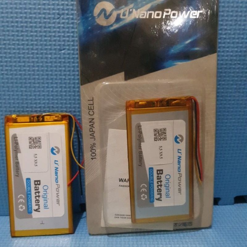 Battery Baterai Polymer Polimer Lithium 5,5cm x 9,5cm Baterai Tanam HP, Tab, Android, DiY 2000mah