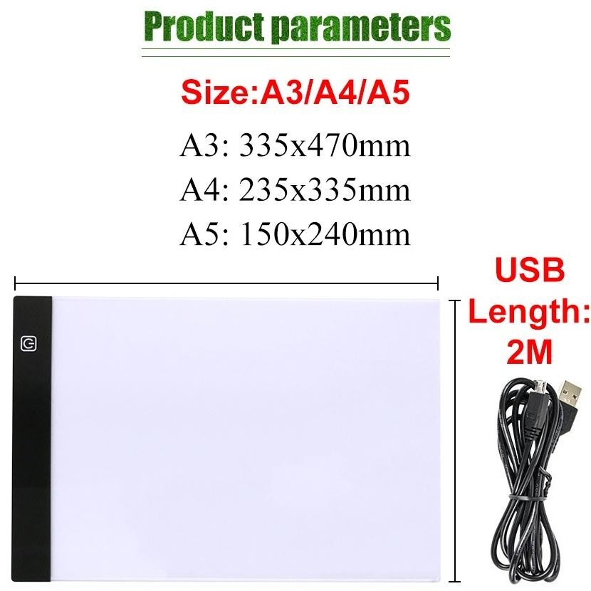 

fgk-24 A3/A4 LED Drawing Tracing Board Stensil Board Papan Jiplak Gambar LED Anak & Dewasa Copy Board Papan LED Light Pad Ultra Slim Murah