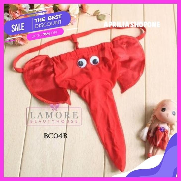 PRODUK TERBAIK CELANA DALAM THONG SEKSI MOTIF GAJAH UNDERWEAR PRIA MERAH BCB
