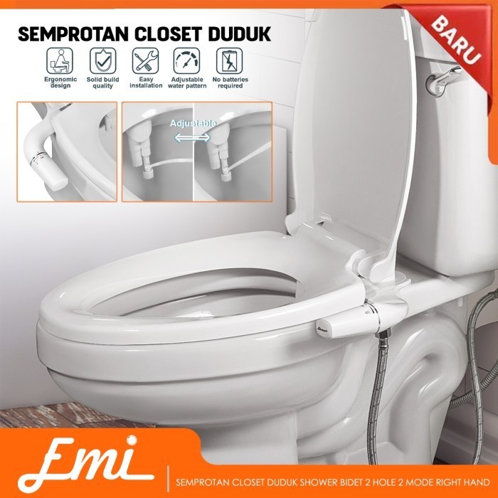 Semprotan Closet Duduk Shower Bidet 2 Hole 2 Mode Right Hand Jet Spray