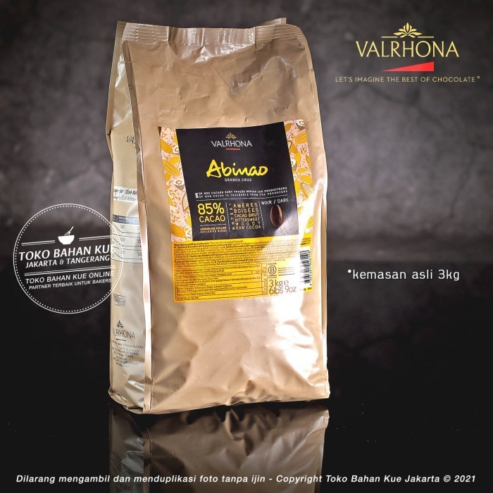 

Cabina Valrhona Abinao 85% Dark Chocolate 3Kg Asli Couverture Cokelat Coklat