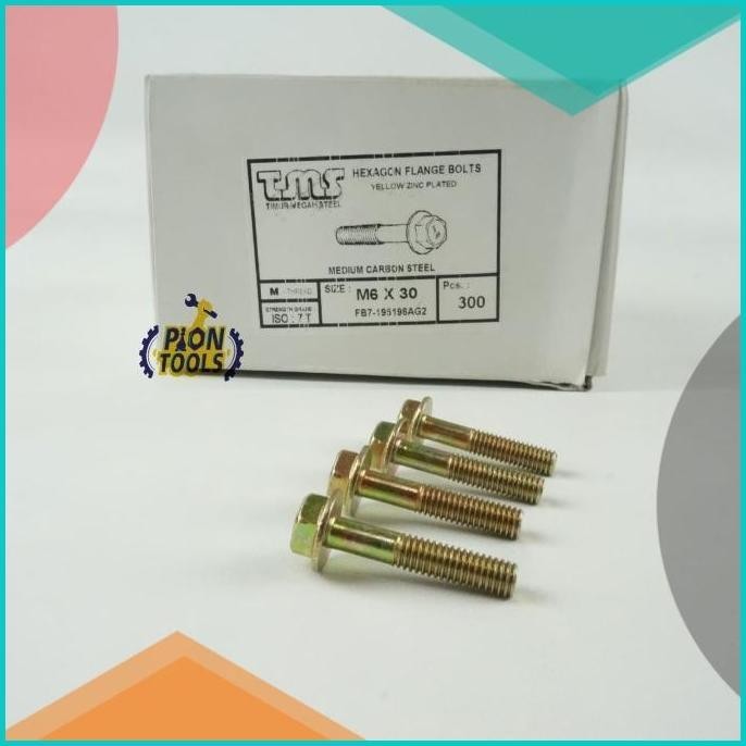 Baut Flange 6x30 mm kuning kunci 10 Bo Flange kuning Baut Topi Flange