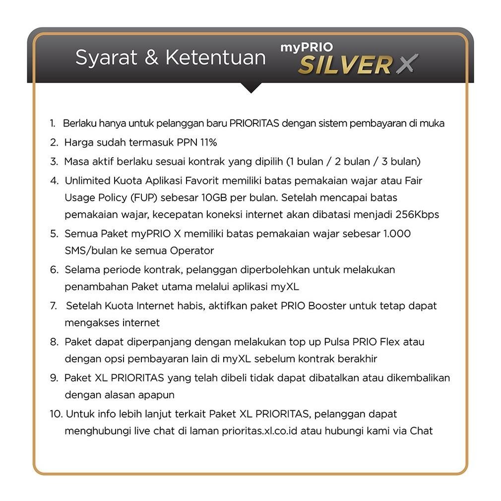 KARTU PERDANA XL PRIORITAS SILVER 30GB/BLN VIRAL