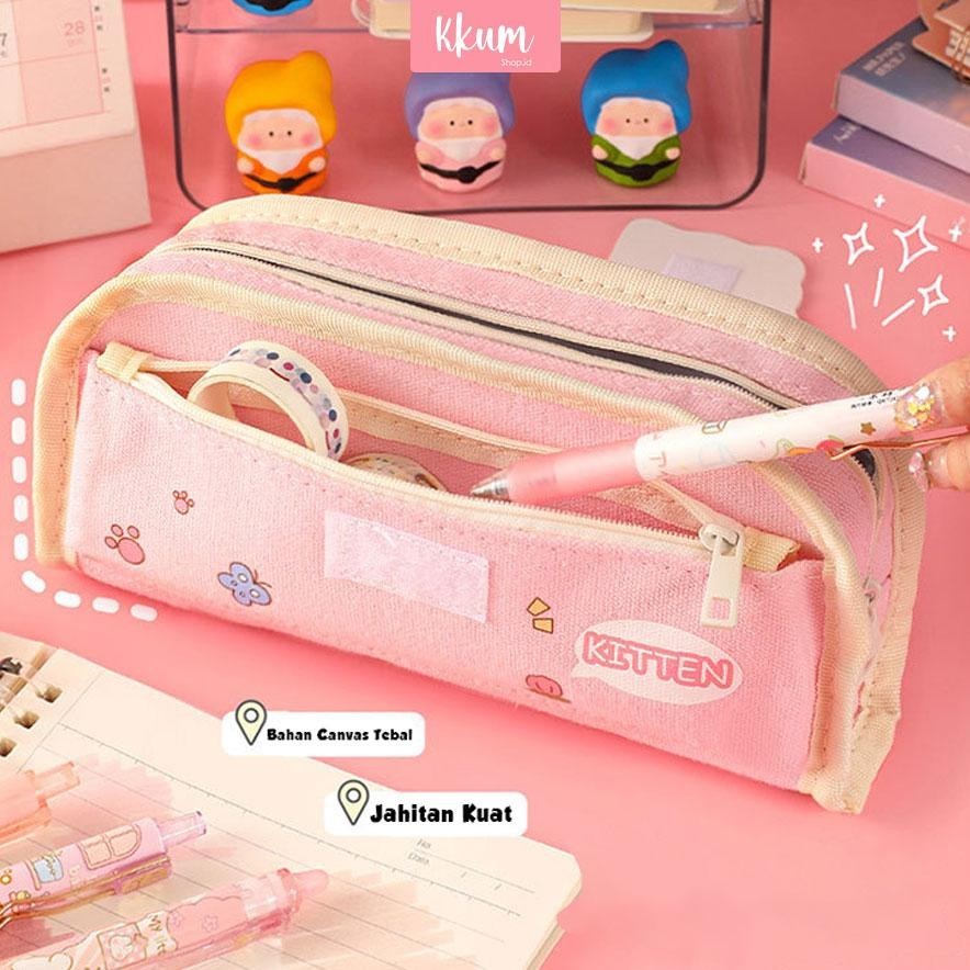 

TEMPAT PENSIL ANAK MURAH ANTI AIR KANVAS/ KOTAK PENSIL 2 RISLETING TERBARU