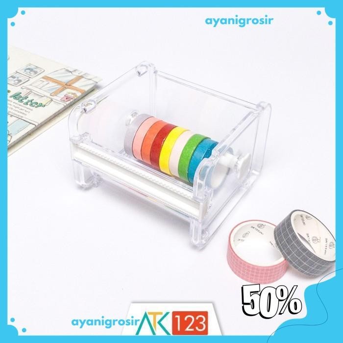 

TEMPAT / KOTAK WASHI TAPE STORAGE BOX / CUTTER / DISPENSER LTT GRATIS ONGKIR