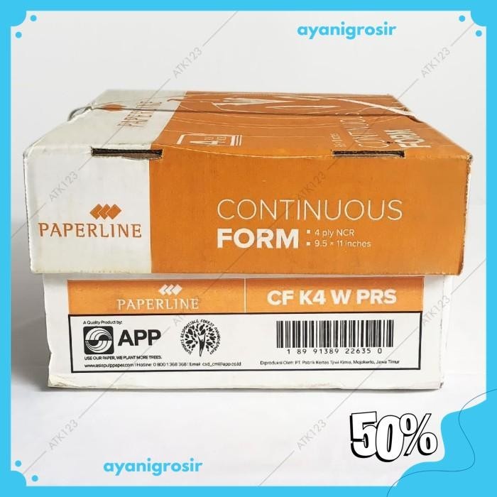 

CONTINUOUS FORM PAPERLINE 4 PLY WARNA 9 1/2 X 11 IN (K4 W PRS) KUALITAS TERBAIK