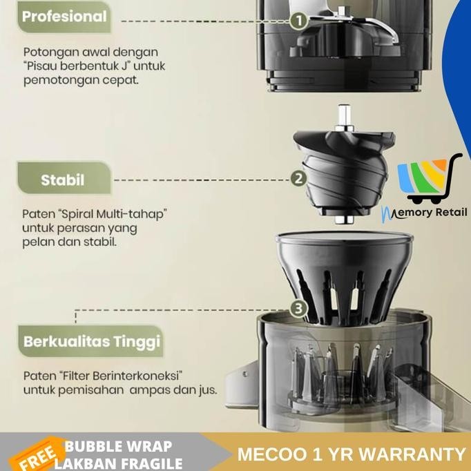 Mecoo Slow Juicer Aesthetic Juicer Buah Sehat Low Watt Bhagaxalim