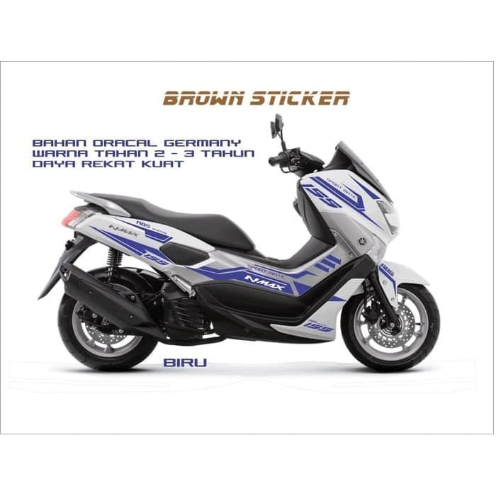 Cutting Sticker Nmax Putih Striping Biru