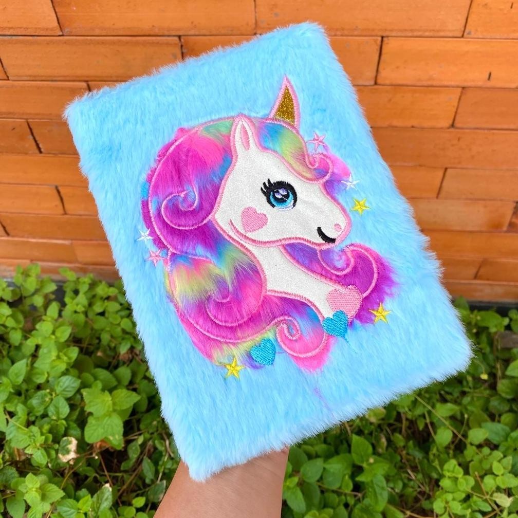 

NOTEBOOK BULU DIARY UNICORN BULU FUR SQUISHY BUKU TULIS ANAK KUDA PONY TERLARIS