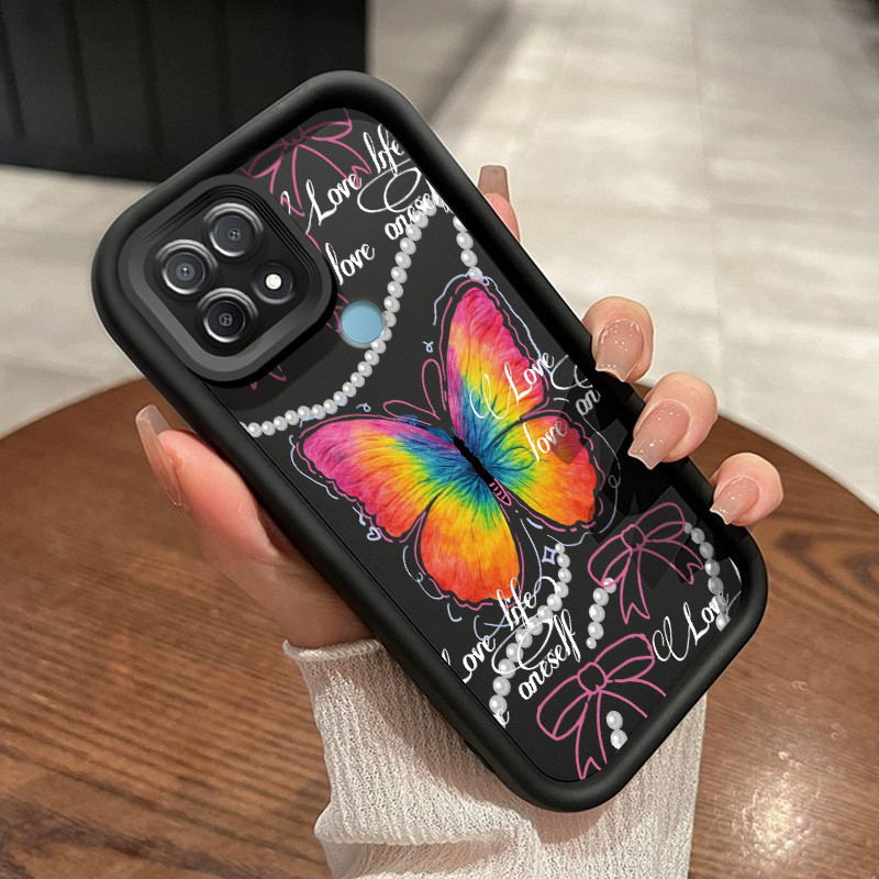 Casing Hp OPPO A15 A15s A35 Case Casing lembut HP ponsel pola kupu-kupu pelangi Softcase pelindung s