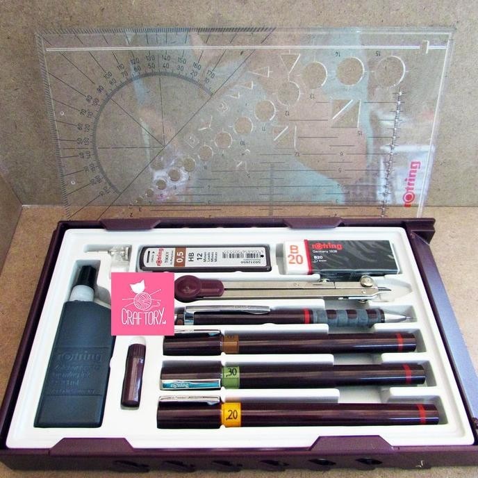 Banyak Promooo !!! Rotring Rapido College Set 0.1/0.3/0.5 Technical Drawing Pen