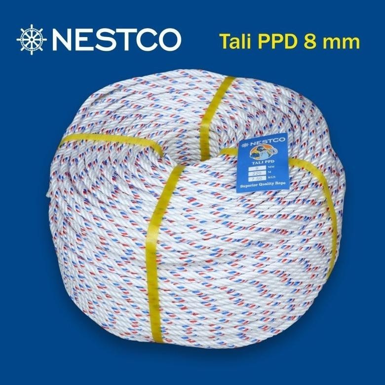 

Banyak Diskon!!! Tali Tambang Ppd Putih Ukuran 8 Mm Berat 7.5 Kg Panjang 220 M /Per 1 Roll