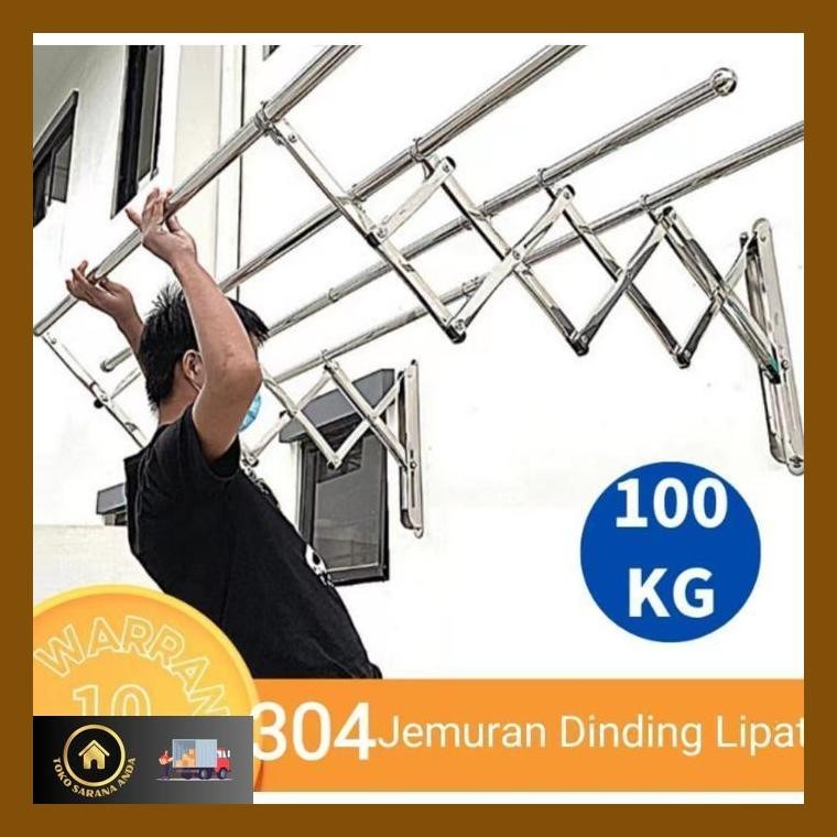 Sarana Jemuran Lipat Dinding 200 Cm Stainless