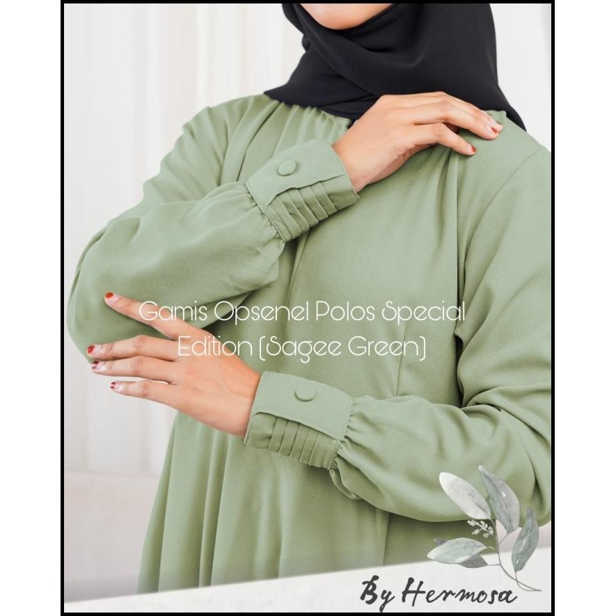 DISKON) Gamis polos sage green bahan wollycrepe-gamis syari sage green opnesel Silahkan diorder