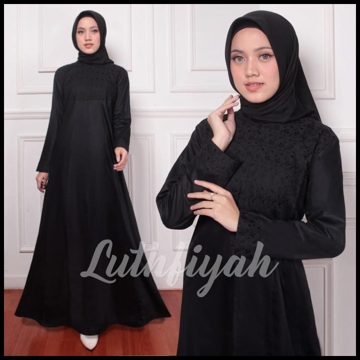(PROMO) GAMIS POLOS / GAMIS KATUN /GAMIS WANITA / GAMIS HITAM KOMBINASI POLOS Silahkan diorder