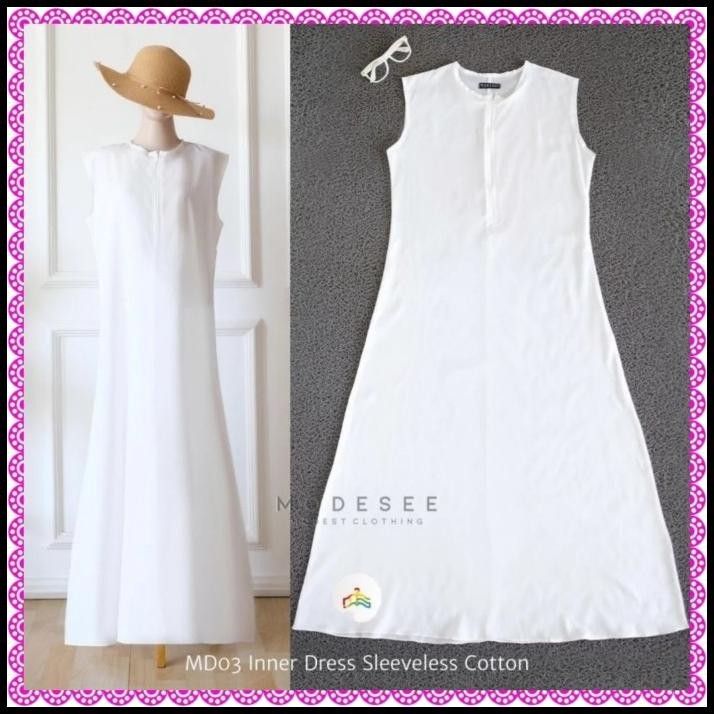(PROMO) DALAMAN GAMIS INNER KATUN PUTIH POLOS TANPA LENGAN REALPICT MODESEE Silahkan diorder