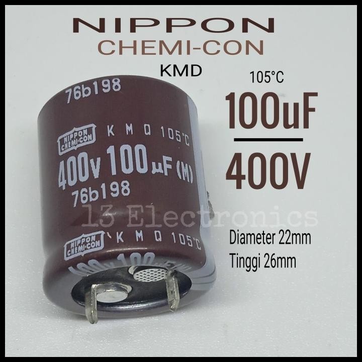 TERMURAH ELCO 100UF 400V 105C NIPPON CHEMI-CON 100UF/400V