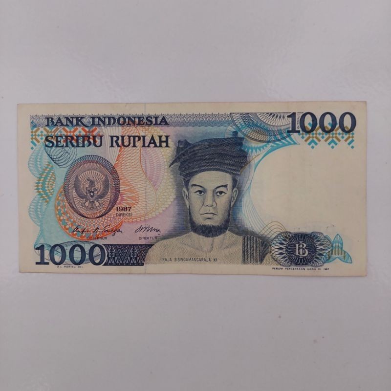 Uang Kertas Kuno Indonesia 1000 Rupiah Sisingamangaraja Tahun 1987