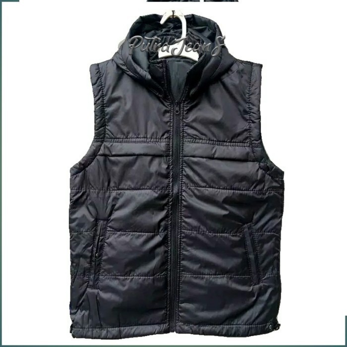 Calaca - Rompi Parasut Hitam Vest Polos Pria Jaket Rompi Motor Anti Air Nevy
