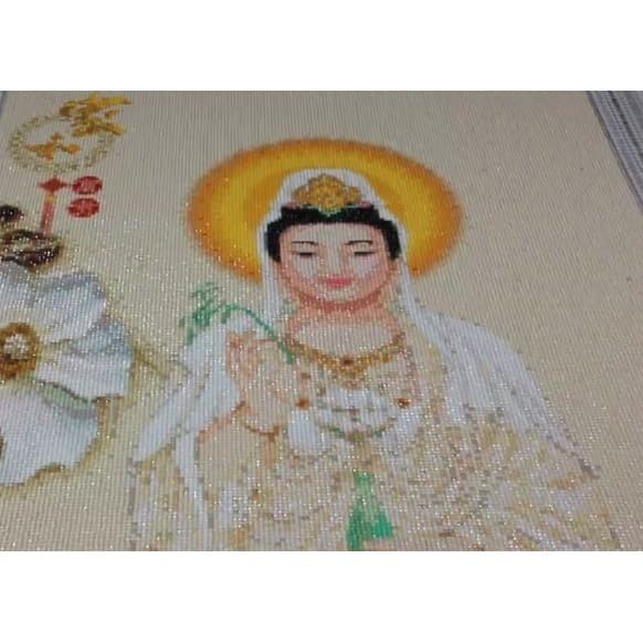 Lukisan Diamond Painting Jadi Dewi Kwan Im Ikan Koi 50X80Cm Full D204