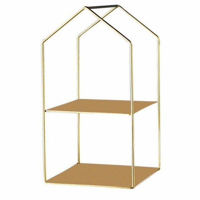 Nordic Gold House Rack Display / Rak Pajangan Bentuk Rumah Emas Cantik